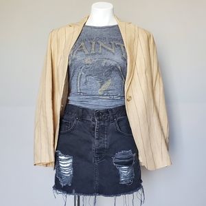 F21 Black Denim Jean Distressed Mini Skirt 29/30